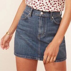 Reformation Ella Jean Skirt Size 29 NWOT Pockets Mini Denim